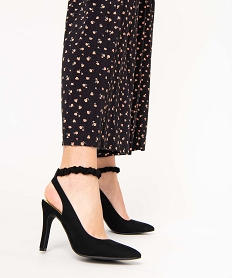GEMO Escarpin femme ouvert à talon fin noir standard