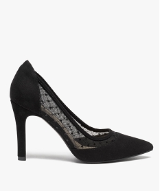 GEMO Escarpins femme à bout pointu et détails résille noir standard