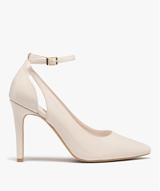 GEMO Escarpins femme vernis à talon aiguille et bout pointu beige standard