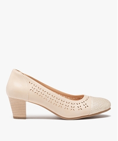 GEMO Escarpins femme à talon dessus ajouré et métallisé beige standard