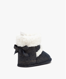 chaussons bebe fille boots pailletees a col sherpa bleuI166901_4