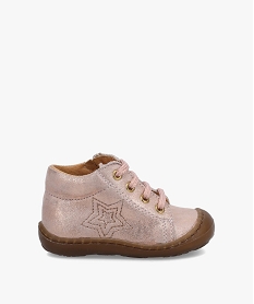 GEMO Chaussures premiers pas bébé fille en cuir métallisé – NA! rose standard