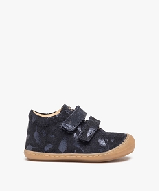 GEMO Chaussures bébé fille en cuir à scratch détails vernis – NA! Bleu