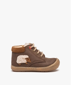 GEMO Chaussures bébé garçon dessus cuir motif mouton – NA! Brun