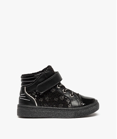 GEMO Baskets bébé fille semi-montantes vernies et pailletées noir vif