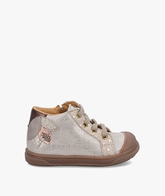 GEMO Baskets premiers pas bébé fille dessus cuir brillant – NA! dore