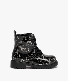 GEMO Boots bébé fille vernies et pailletées fermeture zip noir vif