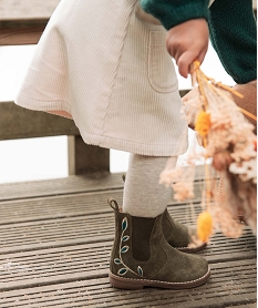 GEMO Boots bébé fille style Chelsea dessus cuir retourné – NA! kaki standard