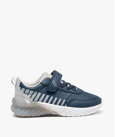 GEMO Baskets garçon running bicolores à lacets et scratch gris vif