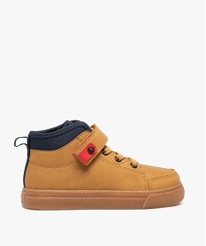 GEMO Baskets garçon mid-cut unies à col contrastant Brun