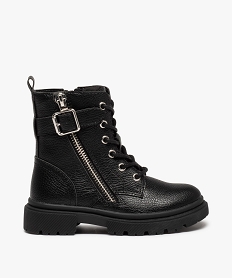 GEMO Boots fille unies style rangers à semelle crantée noir standard