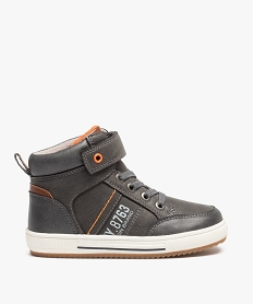 GEMO Boots fourrées garçon à lacets élastiques et scratch gris standard