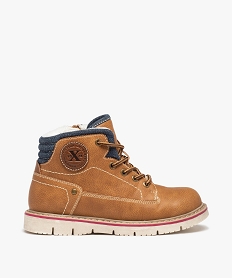 GEMO Boots fourrées garçon à tige unie et semelle crantée marron standard