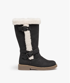 GEMO Bottes fille unies à bordures en sherpa Noir