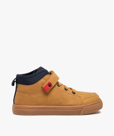 GEMO Baskets garçon mid-cut unies à col contrasté Brun