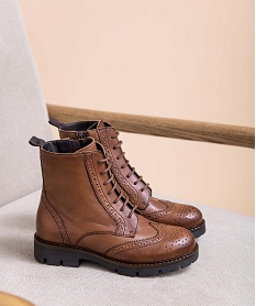 boots fille crantees dessus cuir a bout golf - taneo brunI185801_1