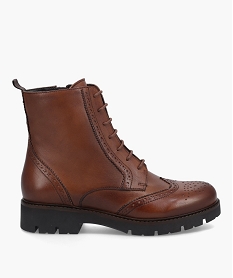 GEMO Boots fille dessus cuir à lacets et semelle crantée – Tanéo marron standard