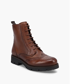 boots fille dessus cuir a lacets et semelle crantee – taneo brunI185901_2