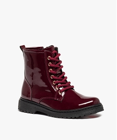 boots fille vernies a lacets et zip style rangers rougeI186301_2