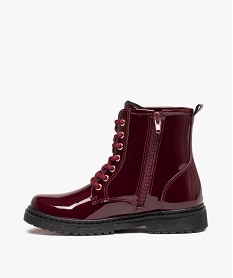 boots fille vernies a lacets et zip style rangers rougeI186301_3