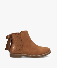 GEMO Boots fille en suédine motifs étoiles et ruban décoratif marron standard