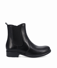 GEMO Boots fille style Chelsea unies dessus cuir - Tanéo noir standard