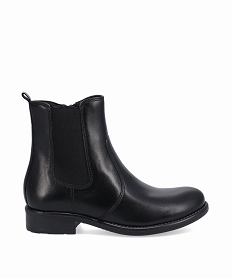 GEMO Boots fille style Chelsea unies dessus cuir - Tanéo Noir