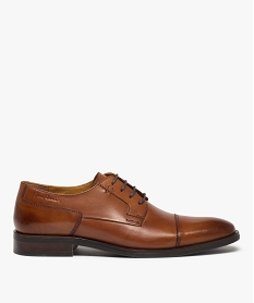 GEMO Derbies homme dessus cuir uni à bout droit – Pierre Cardin marron vif
