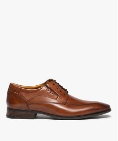 GEMO Derbies homme dessus cuir uni à lacets - Pierre Cardin D marron vif