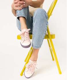 GEMO Baskets femme en toile avec coton recyclé – Alma Planète rose standard