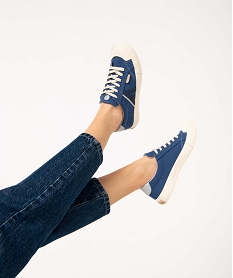 GEMO Baskets femme en toile avec coton recyclé – Alma Planète bleu standard