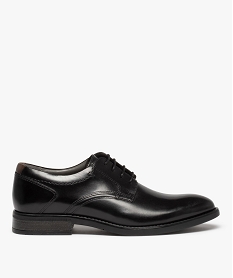 GEMO Derbies homme classiques à lacets dessus cuir uni noir vif