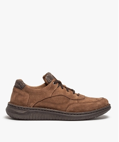 GEMO Derbies homme confort dessus cuir uni – Zen Air marron chine