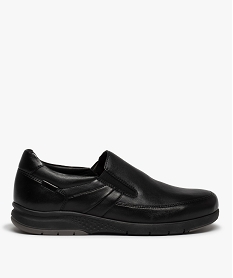 GEMO Mocassins homme confort dessus cuir uni noir vif