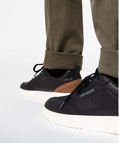 GEMO Baskets homme unies à semelle contrastante – Chevignon noir vif