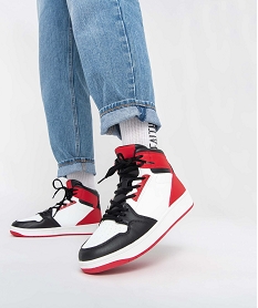 GEMO Baskets homme mid-cut colorées style rétro noir vif