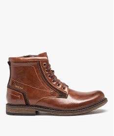 GEMO Boots homme unies à lacets fermeture zippée – Lee Cooper Brun