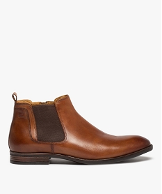 GEMO Boots homme dessus cuir uni – Pierre Cardin Diffusion marron vif