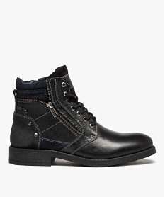 GEMO Boots homme dessus cuir uni détails métalliques - Taneo Noir