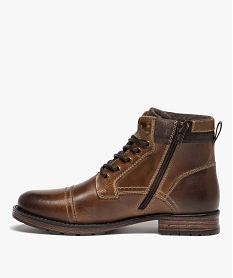 boots homme a col rembourre dessus cuir - taneo brun bottes et bootsI195401_3