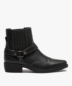 GEMO Boots homme style santiags unies à surpiqûres contrastées Noir