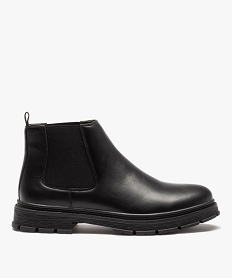 GEMO Boots homme unies style Chelsea à semelle crantée noir vif