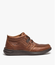 GEMO Derbies homme confort dessus cuir à lacets – Zen Air marron chine