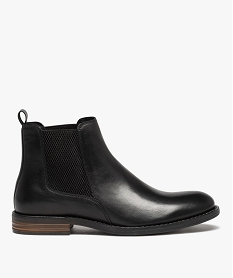 GEMO Boots homme style Chelsea dessus cuir uni - Taneo noir vif
