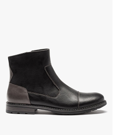 GEMO Boots fourrées homme unies à fermeture zippée noir vif