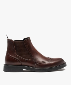 GEMO Boots homme unies dessus cuir à bout golf – Tanéo marron chine