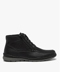 GEMO Boots homme confort unis à fermeture lacets et zip noir vif