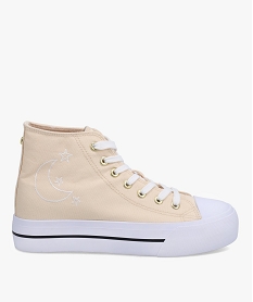 baskets femme en toile montantes brodees lune beige baskets et tennisI197301_1