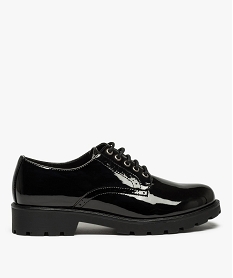 GEMO Derbies femme unis et vernis à semelle crantée noir standard