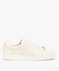 GEMO Baskets femme unies à motifs perforés - Mickey blanc standard